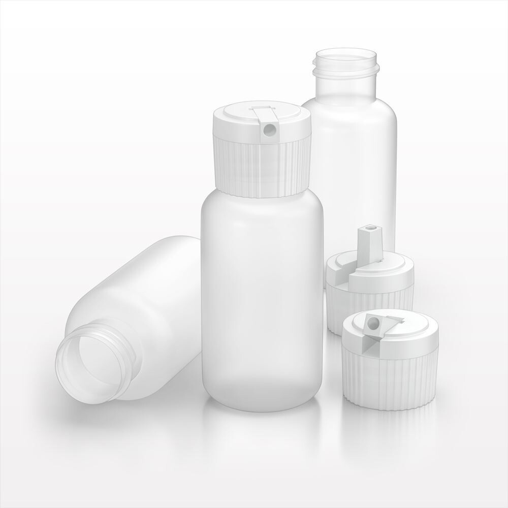 1000 pack of 1oz (30mL) Plastic Boston Round Squeeze Bottles with Flip Tops