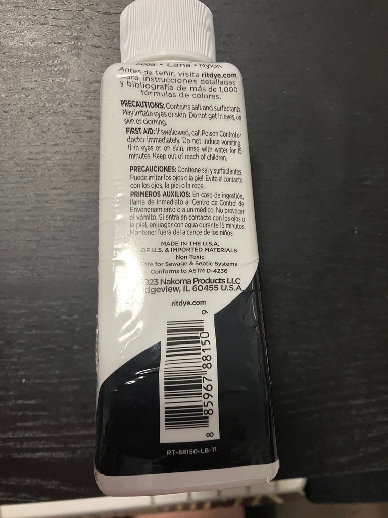 Rit BLACK All Purpose Liquid Dye Black, 8 Fl Oz / 236 mLcotton wool nylon more