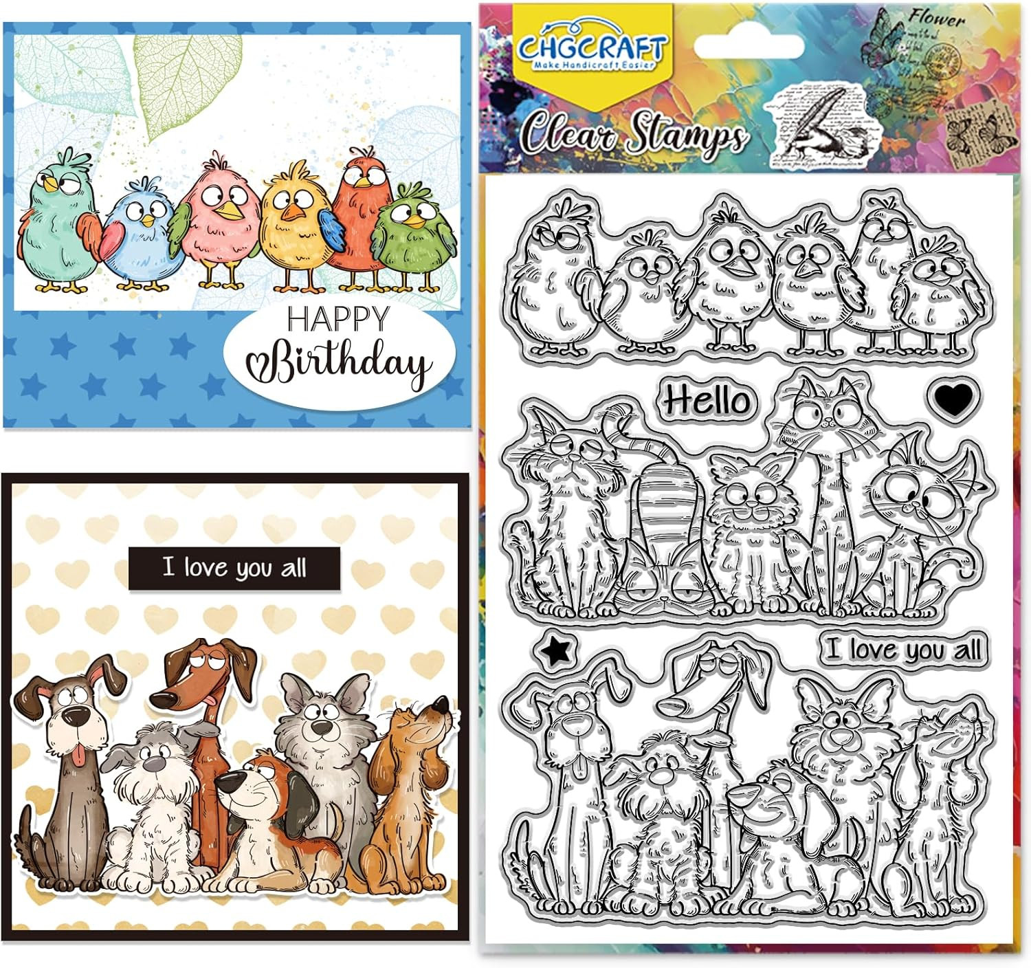 Funny Cat Dog Bird Clear Stamp Silicone Clear Stamps Transparent Handi