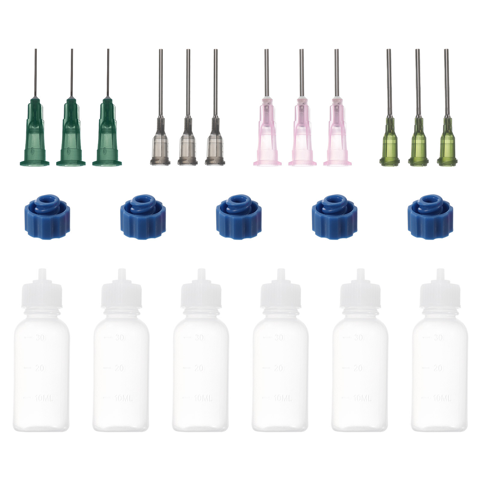 6Pc 30ml Clear Precision Applicator Bottle ,12Pcs Needle Tip, Squeeze Bottle US