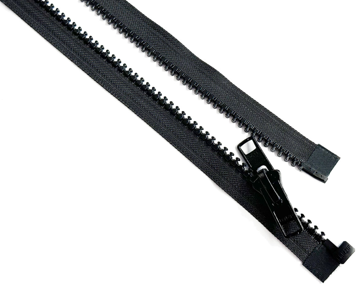 LENZIP #10 132″ – 150″ Plastic Molded Separating Zipper – Double Metal Tab Pull
