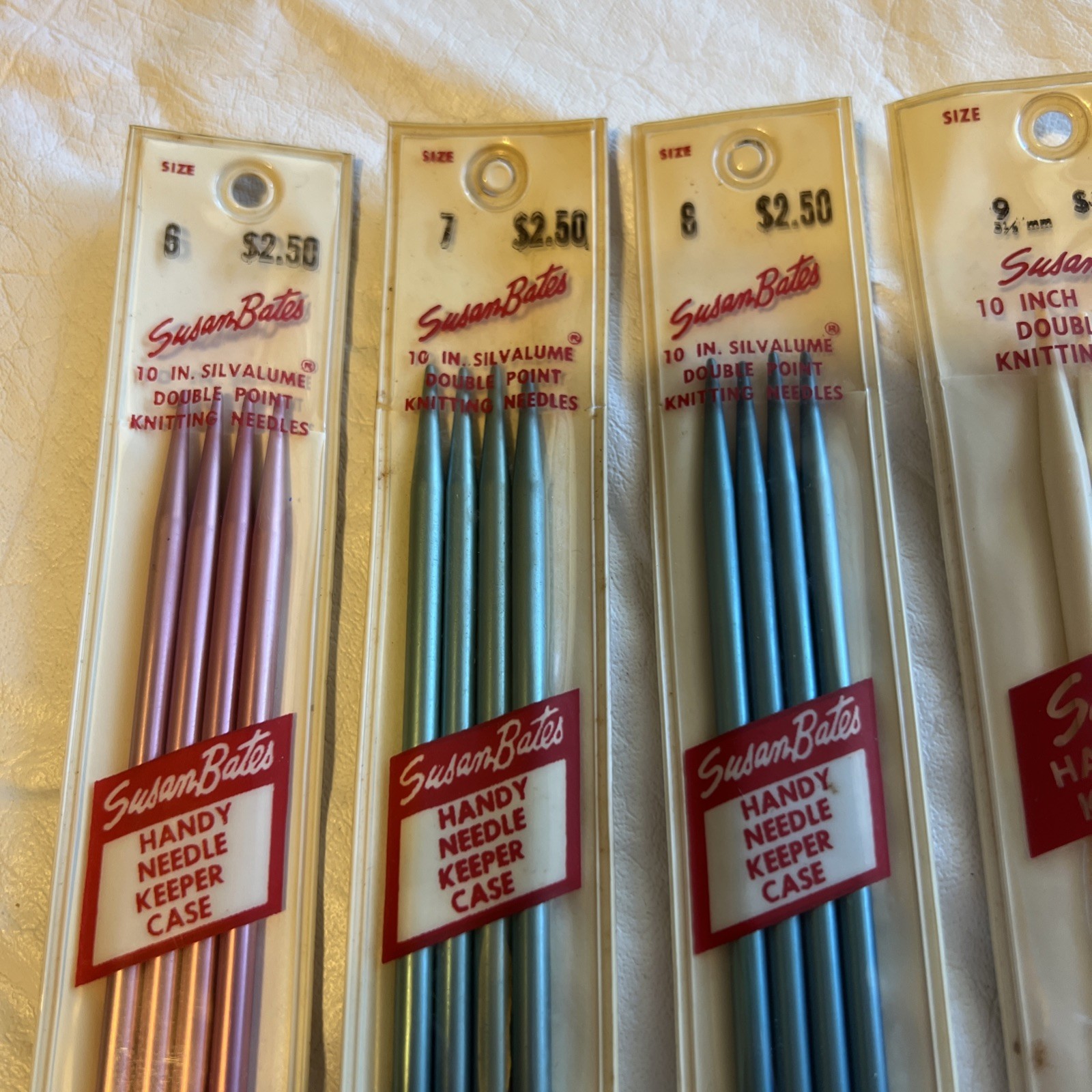 Susan Bates 10″ Silvalume Double Point Knitting Needlles Lot of 6 NEW