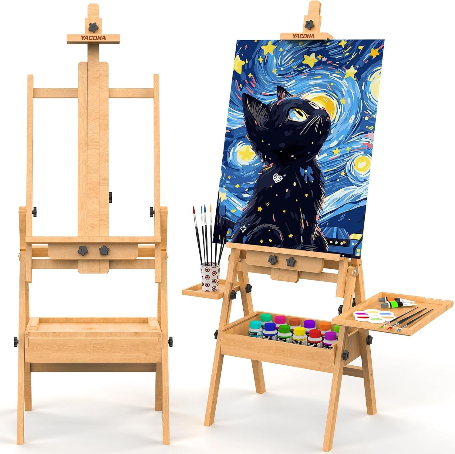 Beech Wood H-Frame Easel Solid Large Painting Storage Box