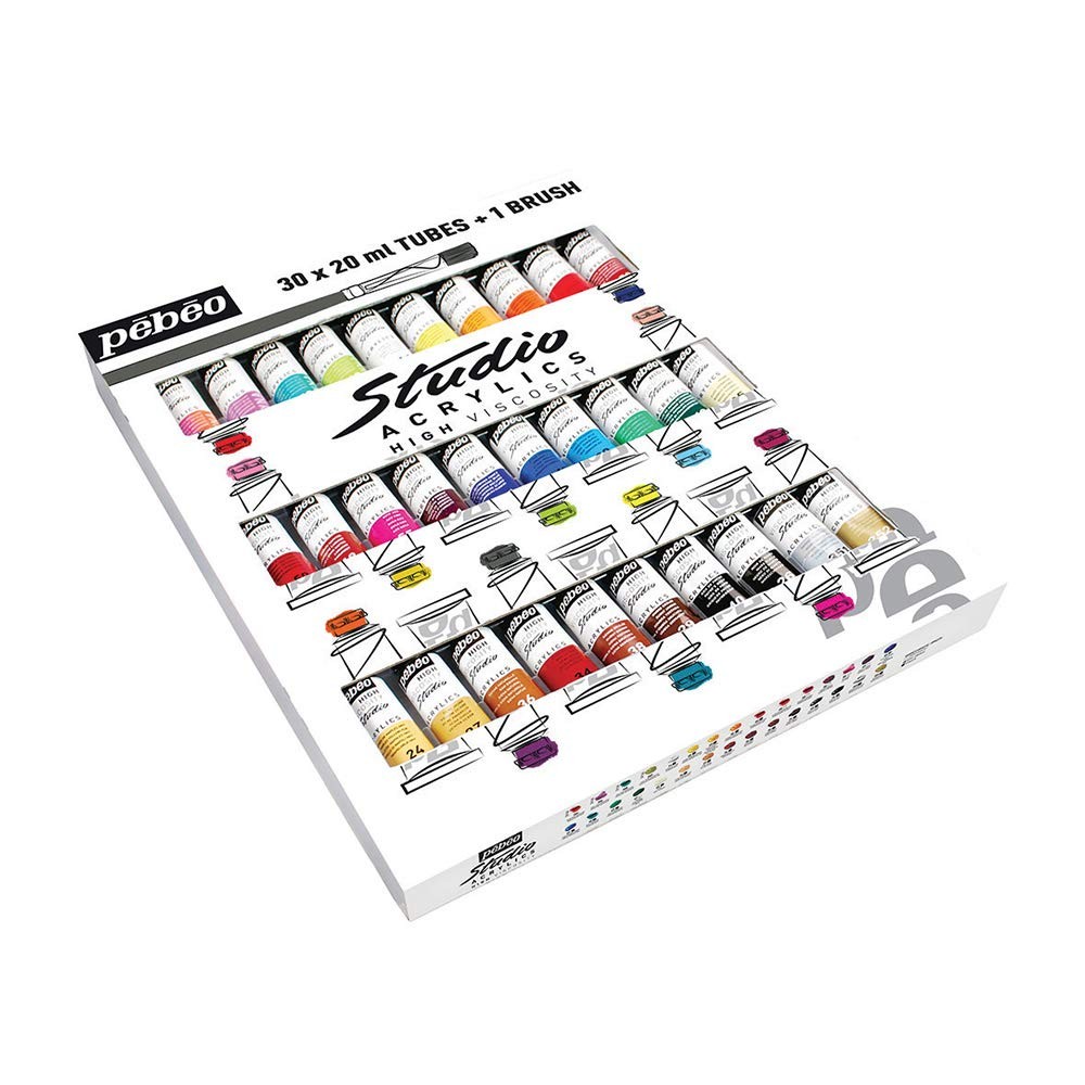 PEBEO Fine Studio Acrylics High Viscosity, 28 Piece Set, Set of 30 x 20 ml, 20 F