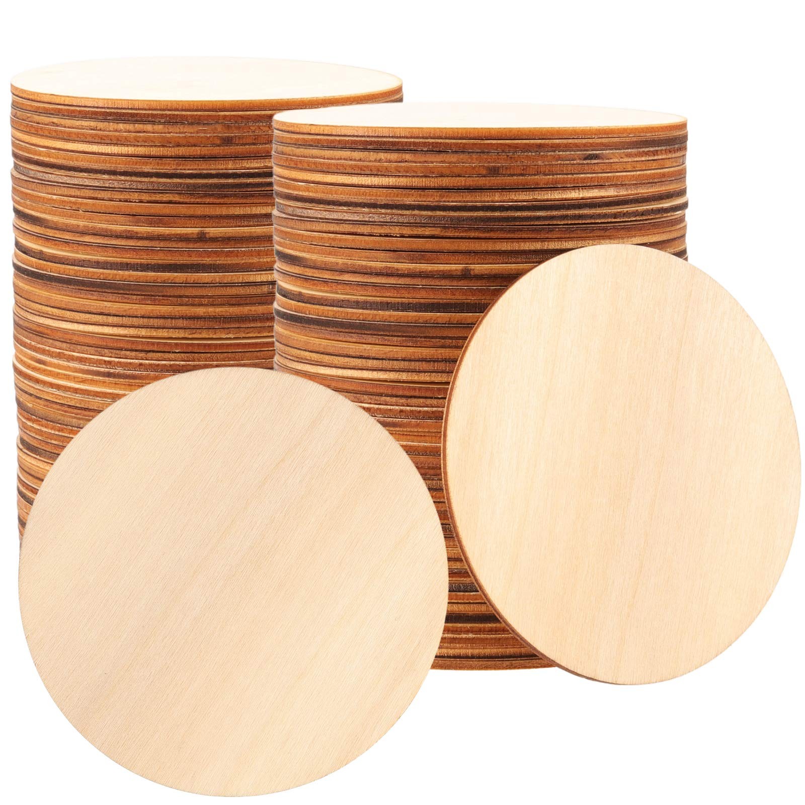 KOHAND 100 PCS 5 Inch Wood Circles, Round Wood Discs for Crafts, Wooden Circl…