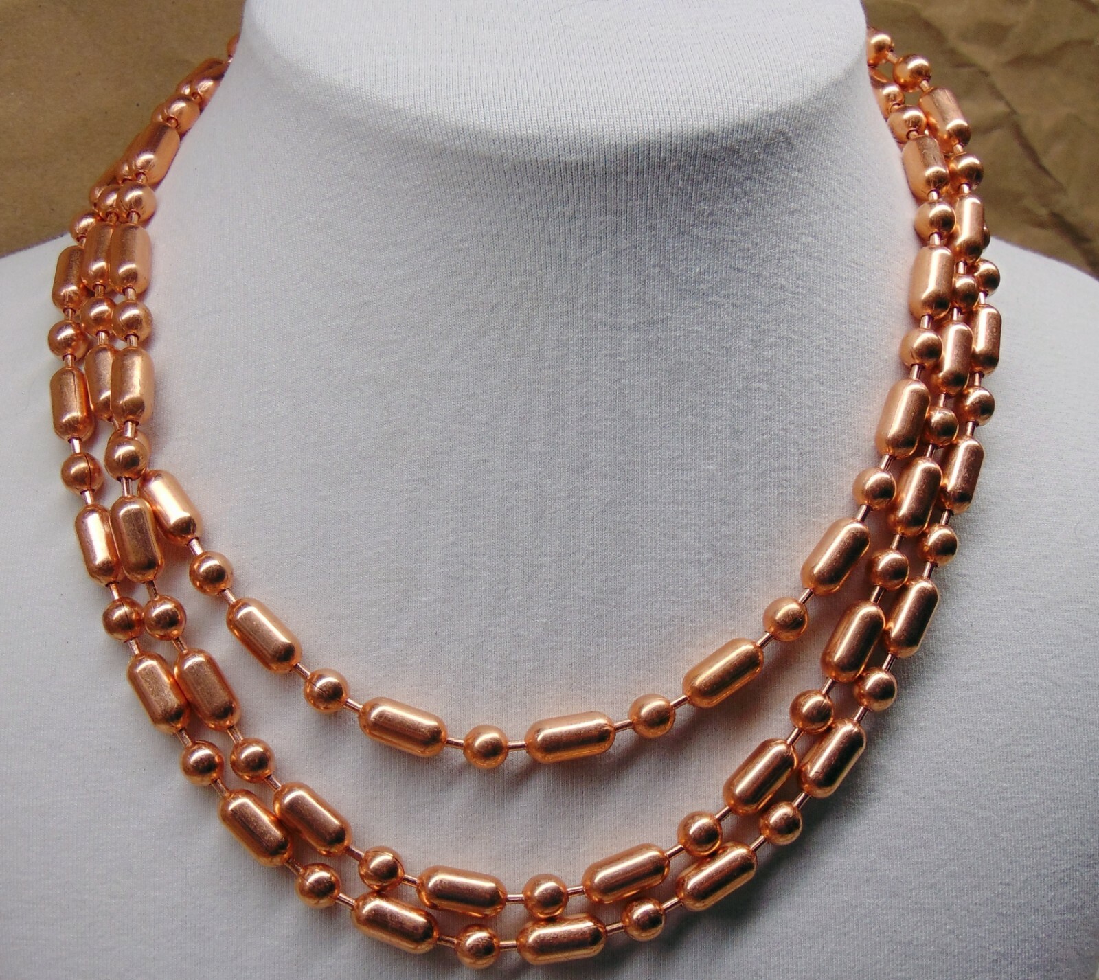PURE 100% Copper Ball + Bar #13 CHAIN 6.3mm bead ~ Various Lengths + Connectors