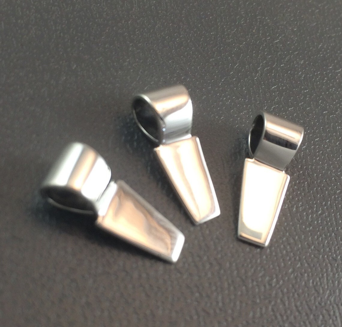 Sterling Silver Glue On Pendant Bail 6mm x 15mm .925 Highly Polished