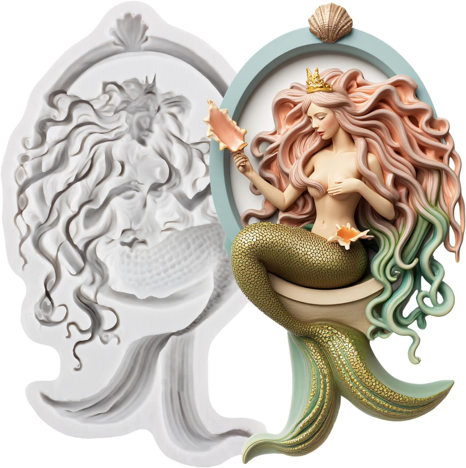 Mermaid Polymer Clay Mold Mermaid Silicone Molds for DIY Crafts Air Dry Plaster