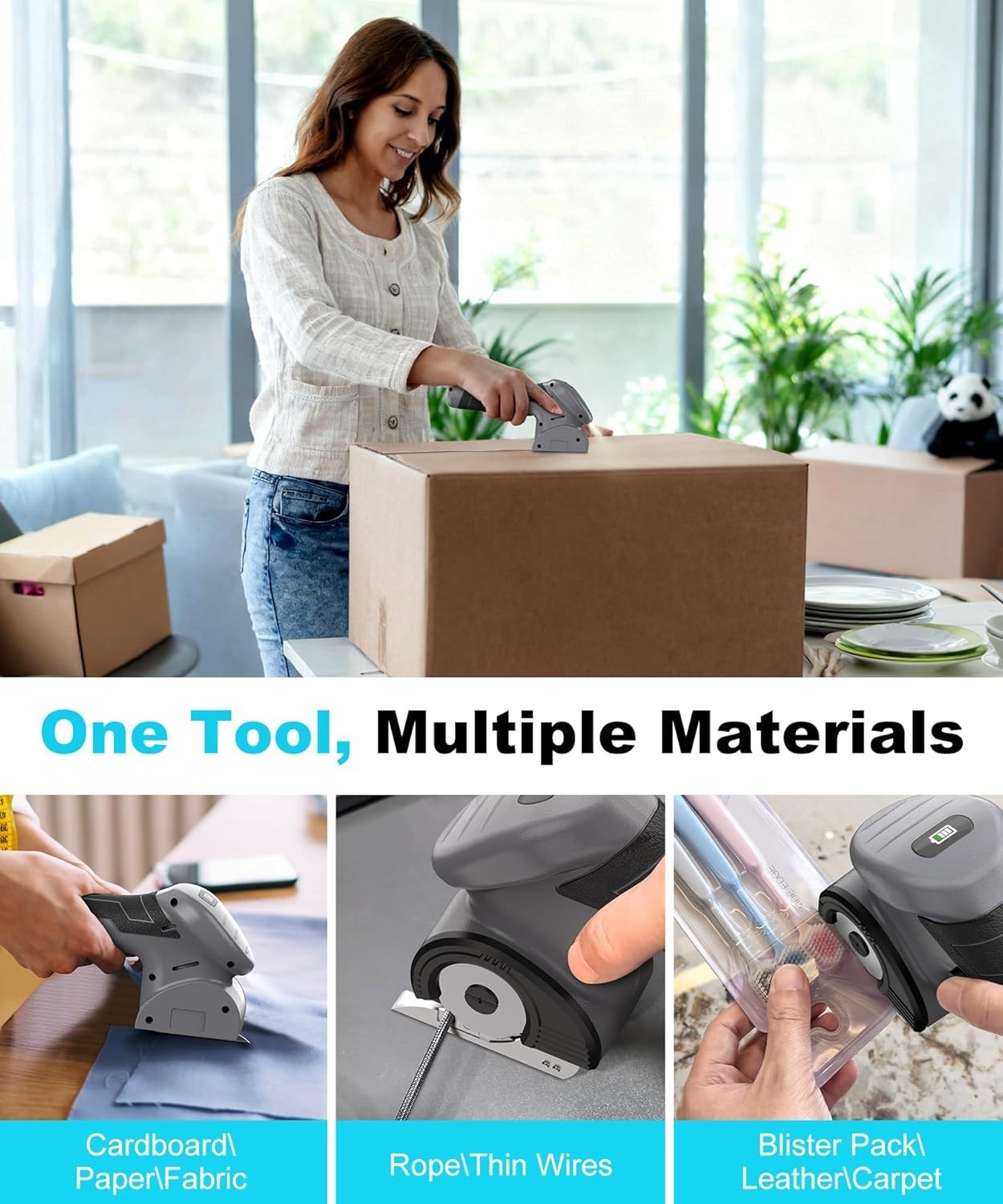 Cordless Electric Scissors, 4V Cardboard Cutter,Box Cutter Fabric Scissor Cutter