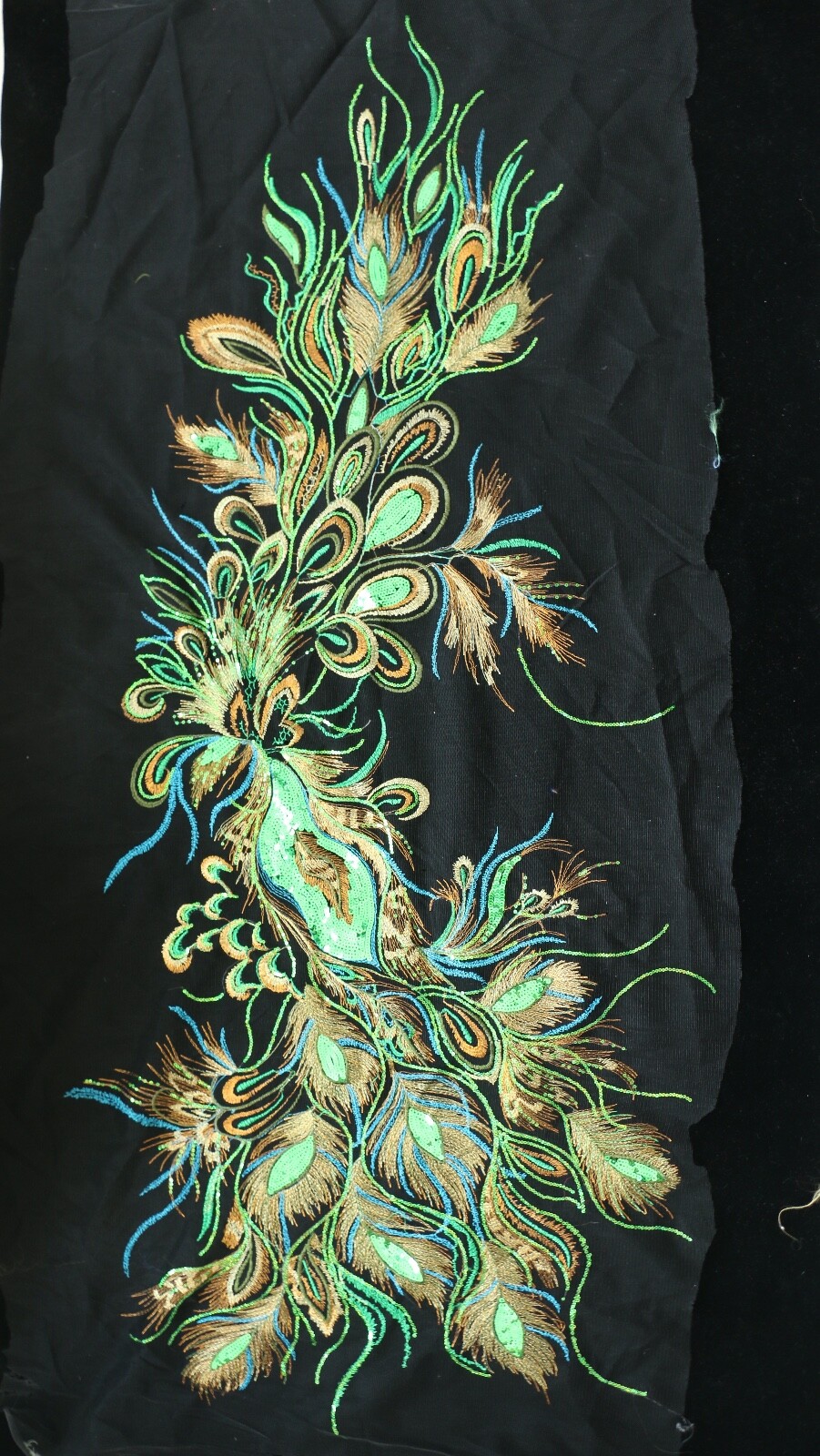 54″ Green Sequins Peacock Bird Feather Appliqué Sewing Crafts Trim