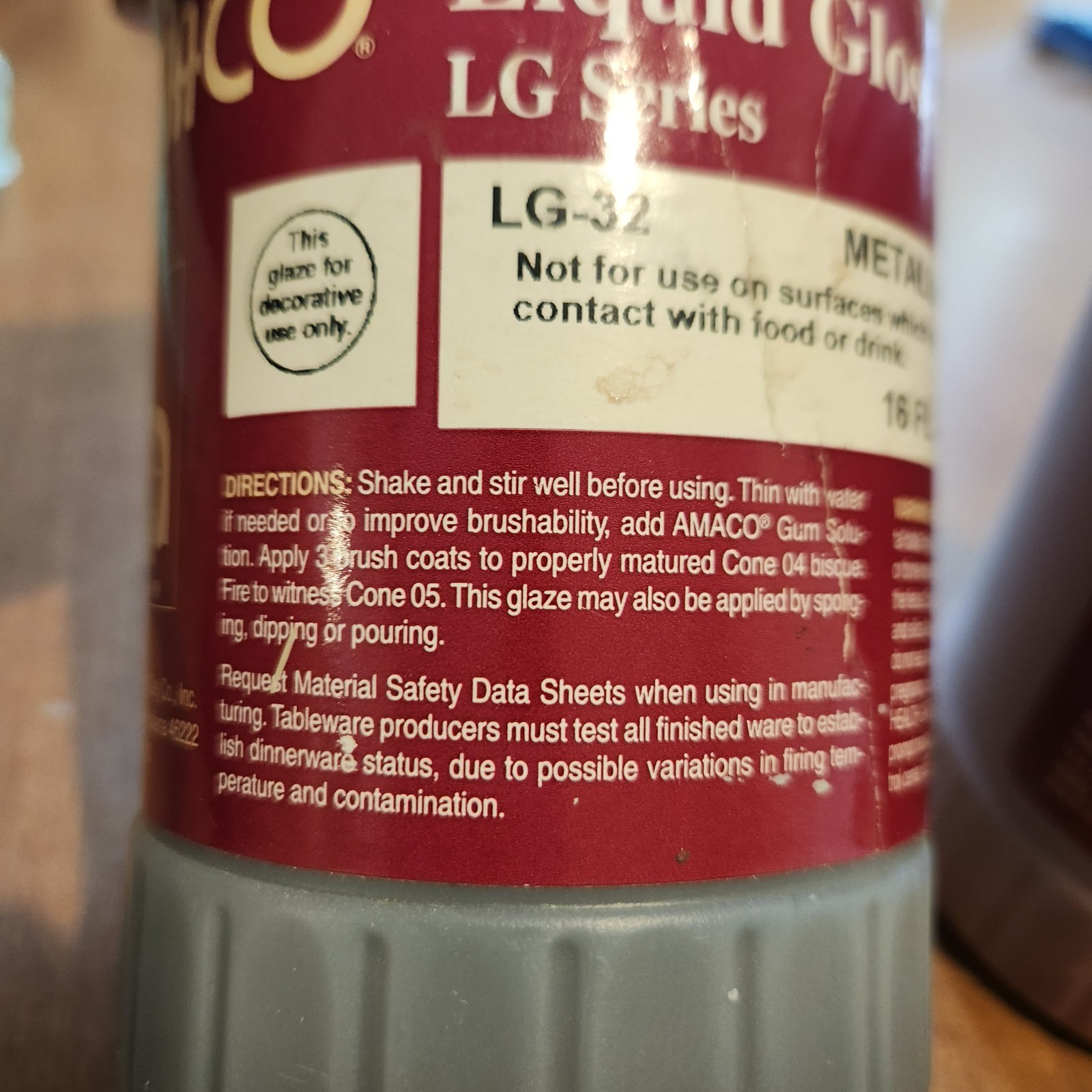 Amaco Low Fire Gloss Glaze – LG- 32 – Pint – Metallic Brown (Not Foodsafe)