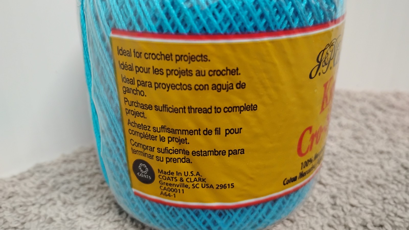 6 J&P COATS KNIT-CRO-SHEEN 132A Parakeet Color Mercerized Cotton Size 10.