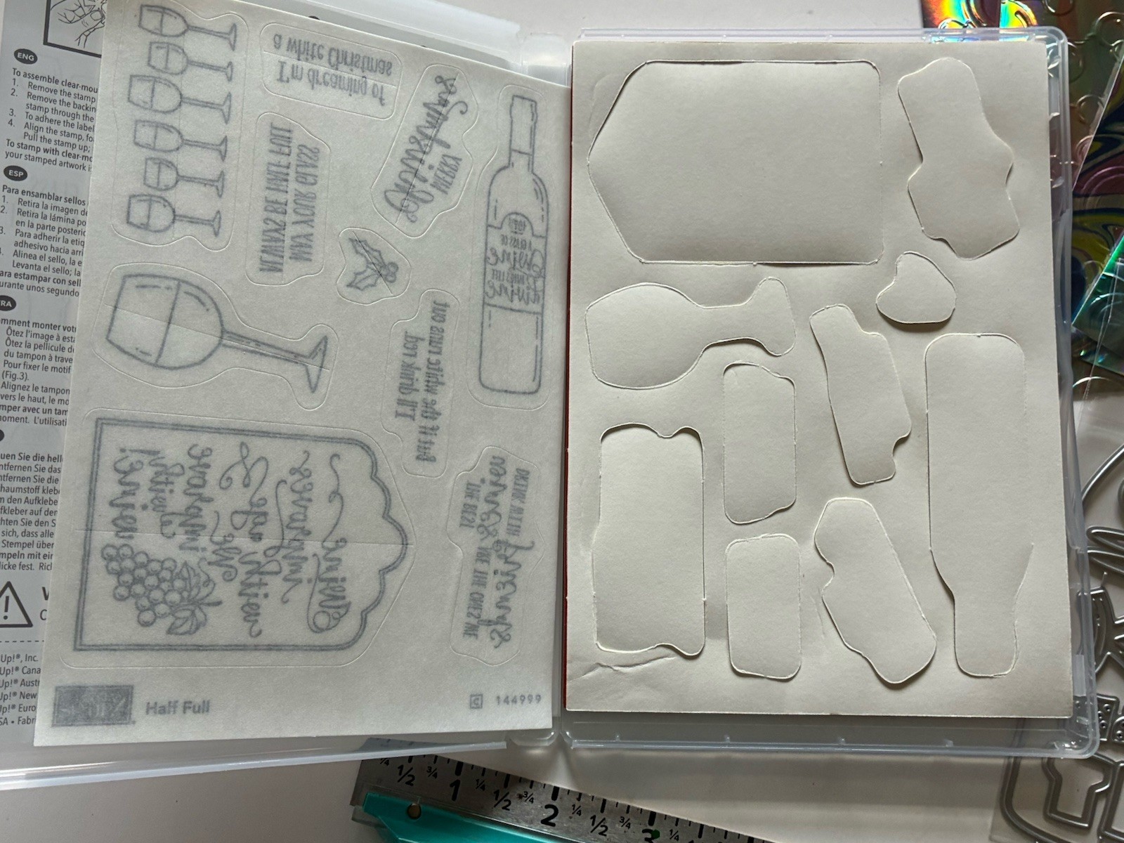 Stampin Up! Half Full stamps WINE XL Champagne Bottle Glass Celebration DIES