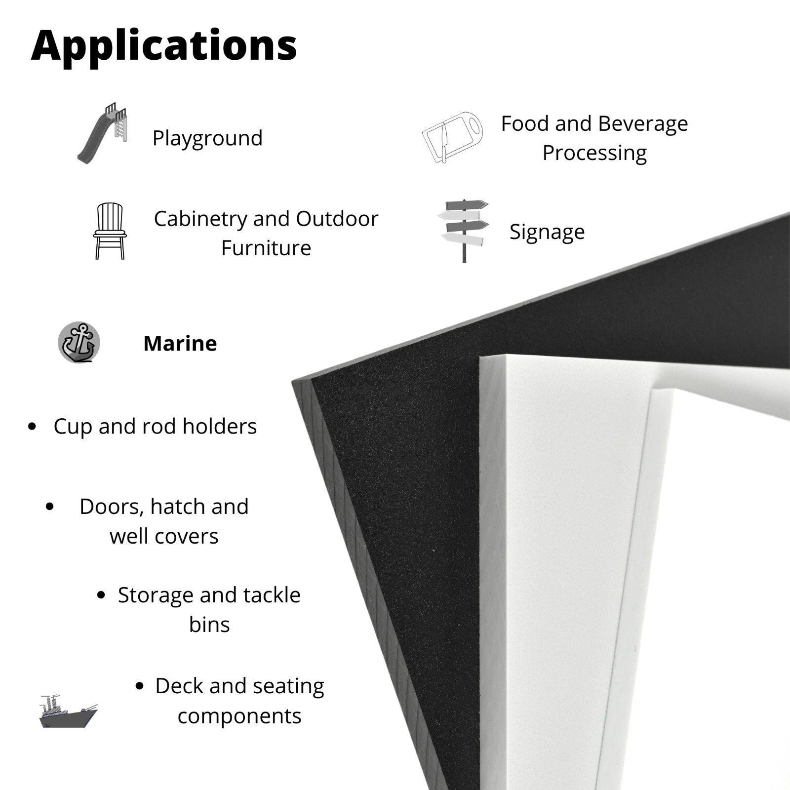 HDPE Boat Board, Marine Grade Plastic Sheet, Various Sizes and Colors
