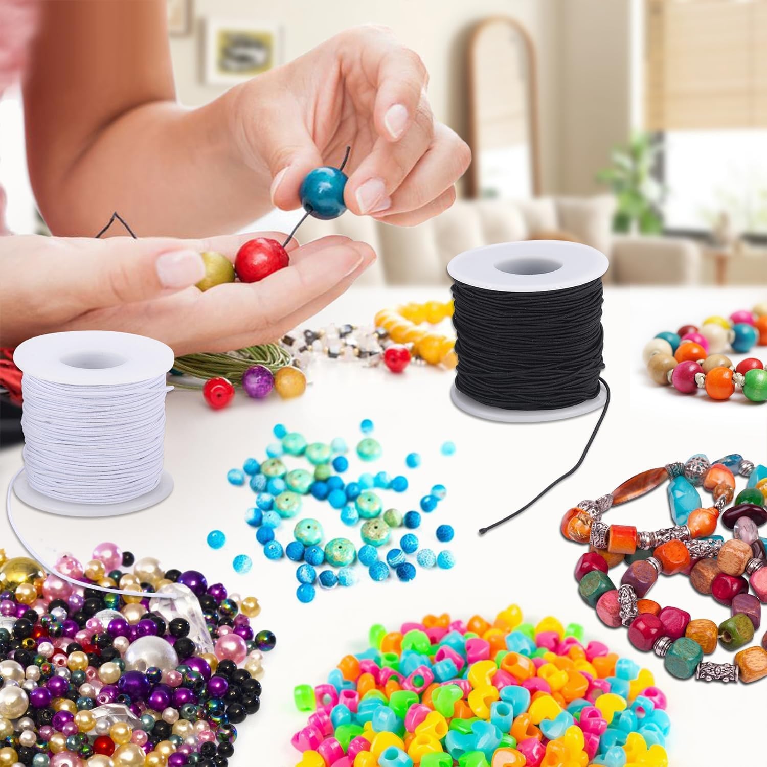 4× Stretchy String for Bracelets Sturdy Elastic Cord DIY Jewelry Making 1 mm USA