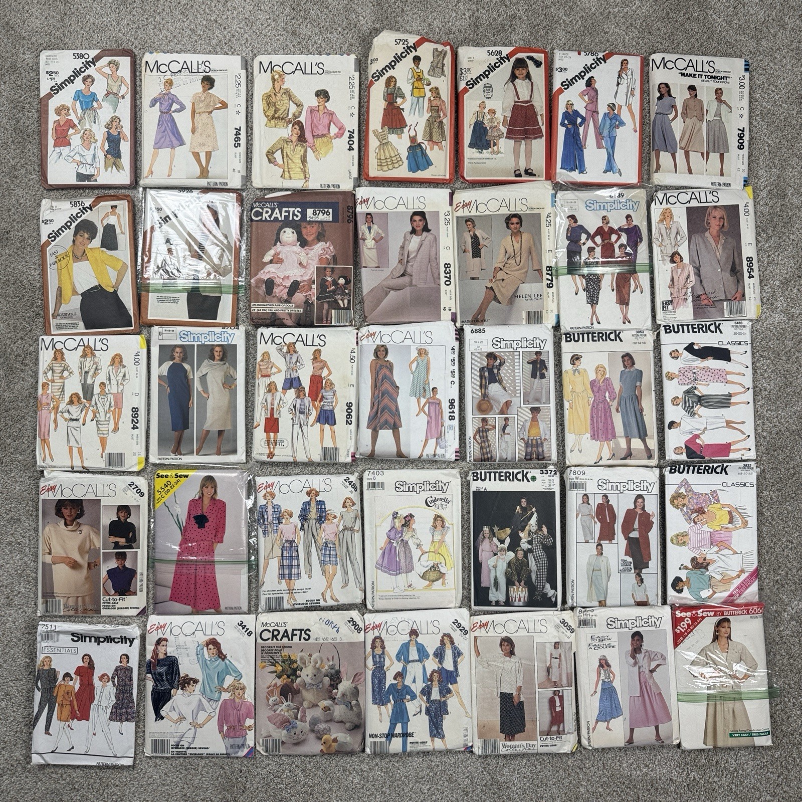 1960s-2000 Clothing Patterns 125+ Adult Child Simplicity Butterick McCalls Vogue