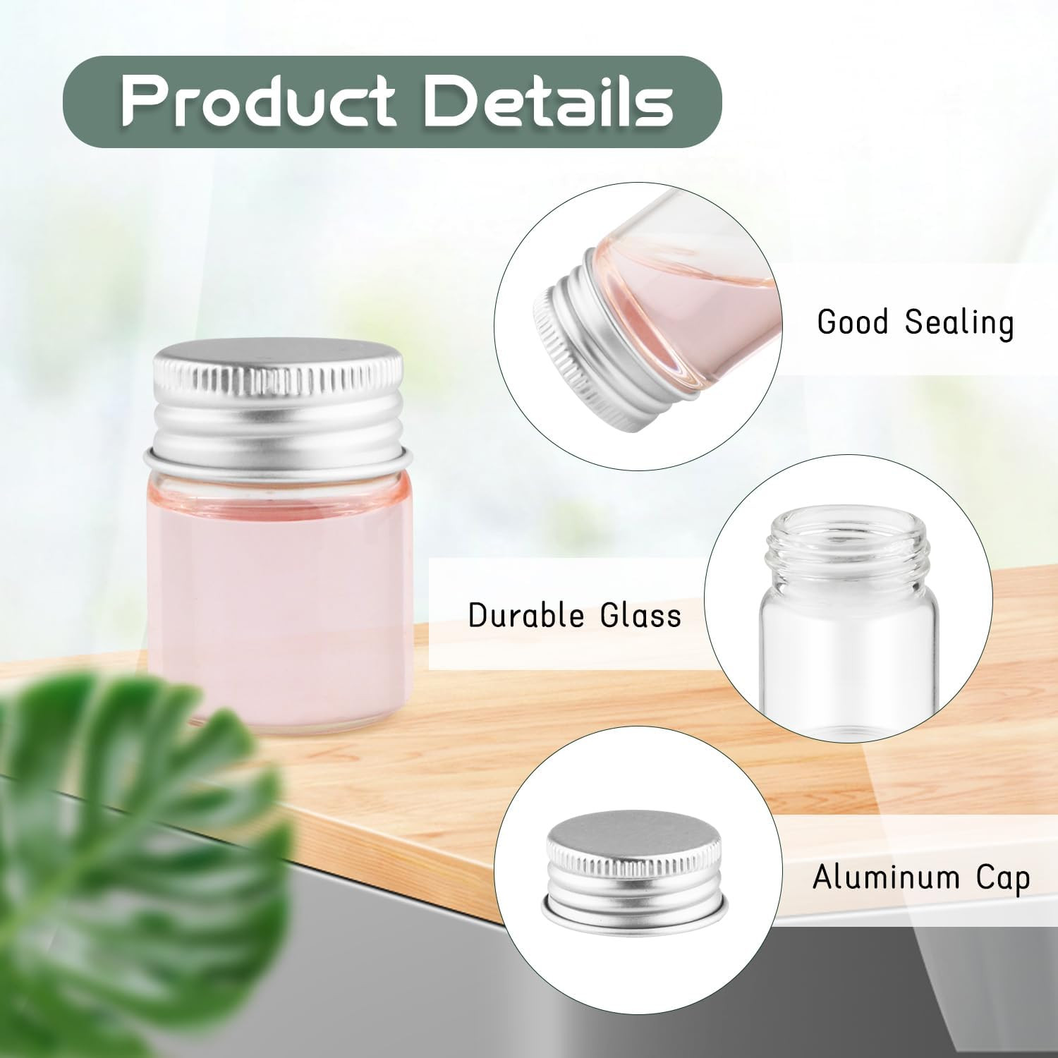 50 Pcs 15Ml/0.5Oz Glass Bottles Empty Clear Glass Jars Tiny Cosmetic Sample
