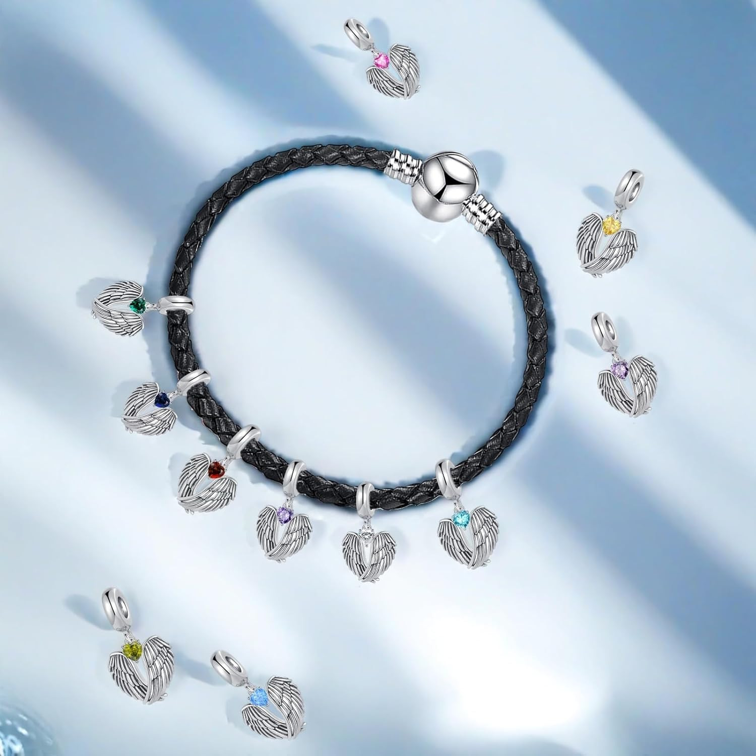 Guardian Angel Wings Charm May Heart Birthstone Bead Compatible with Bra