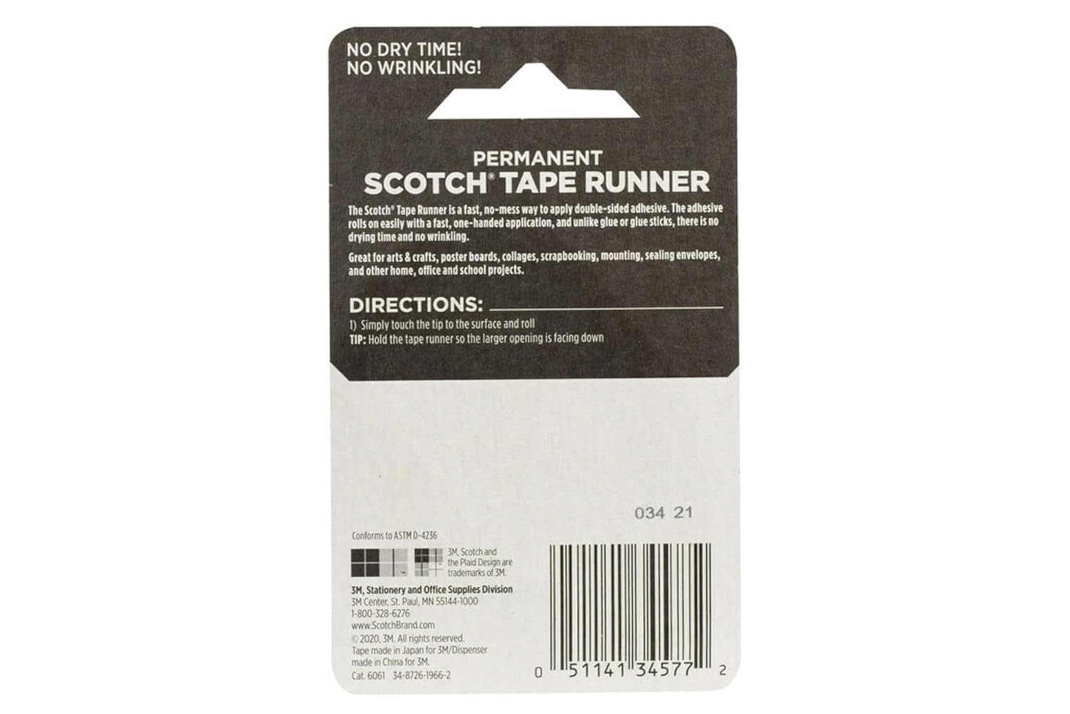 Scotch 6061 Scotch Double Sided Adhesive Roller Tape Runner, Permanent