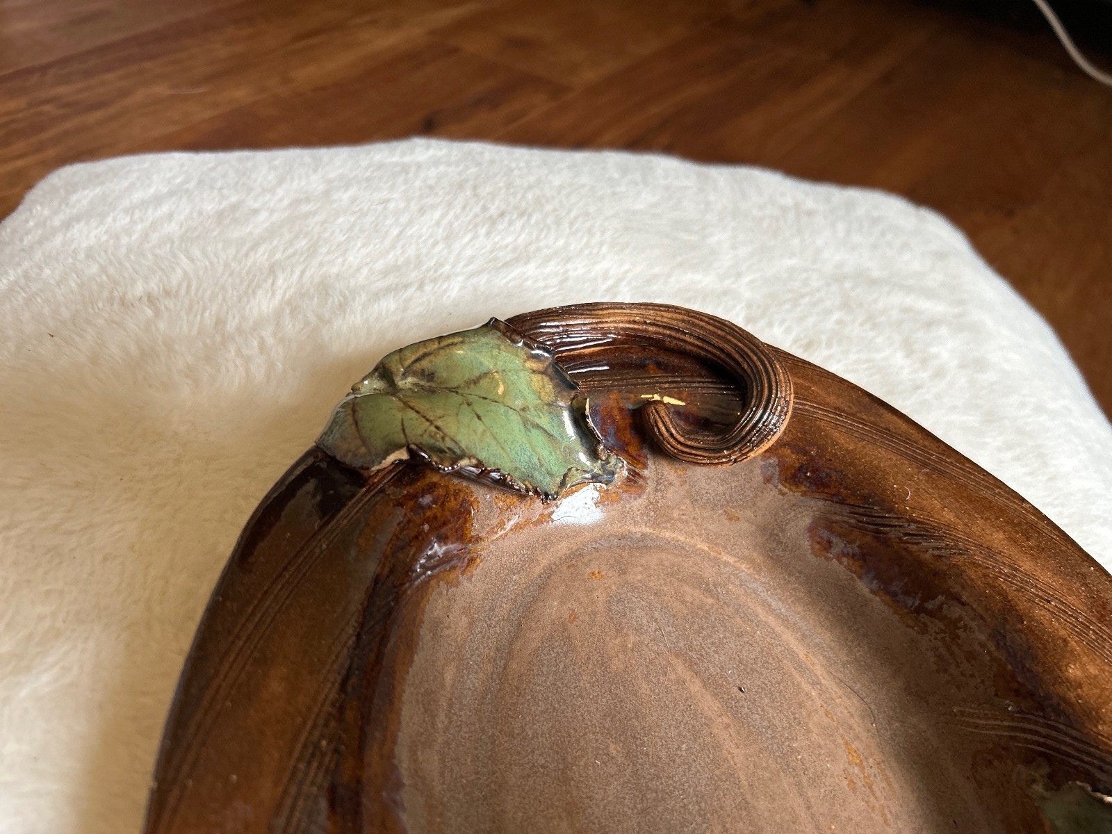 Fired Fantasies Ceramic Monkey Dish with Leaf Accents