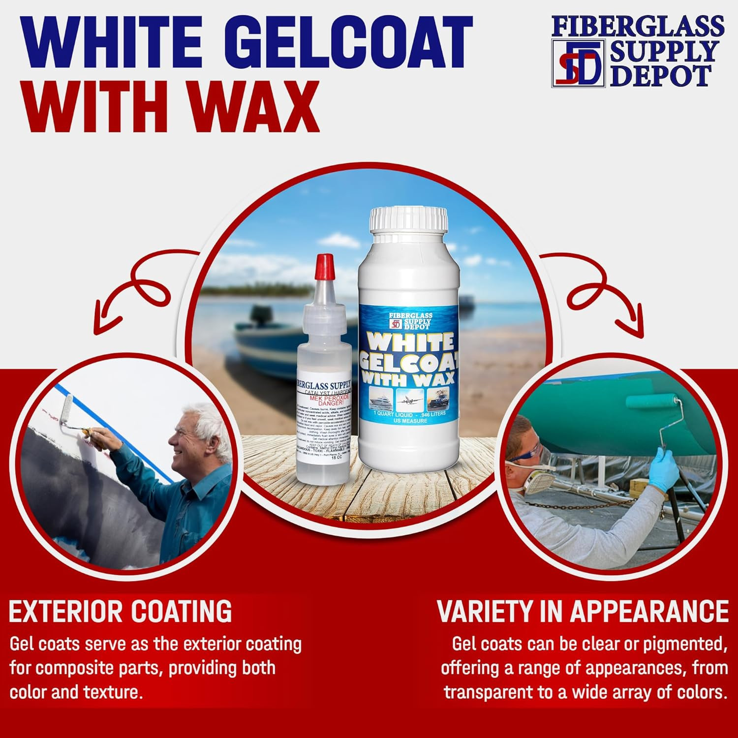 White Gelcoat with Wax – UV-Resistant for Marine & Composites