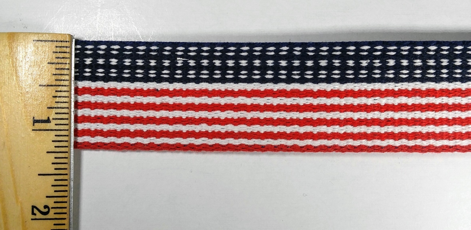 1 1/4″ Heavy Cotton Webbing Patriotic – American Flag – 5 Continuous Yards