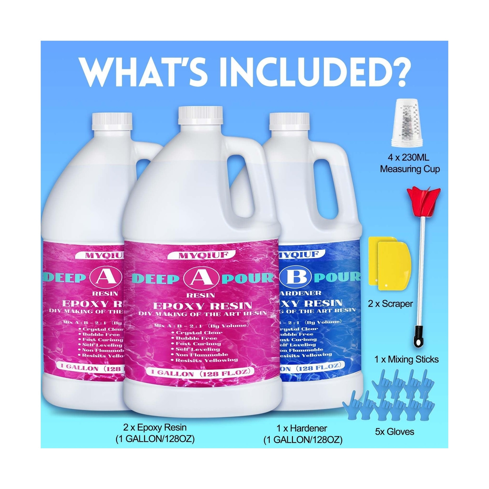 Deep Pour Epoxy Resin, 3 Gallon 2-4″ Pour Depths Epoxy Resin Kit Crystal Clea…