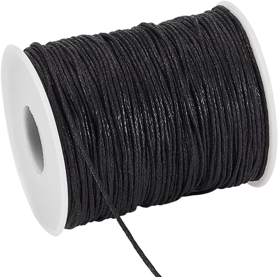 100 Yards 1mm Waxed Cotton Cord, Black Waxed String Beading Thread Roll Spool…