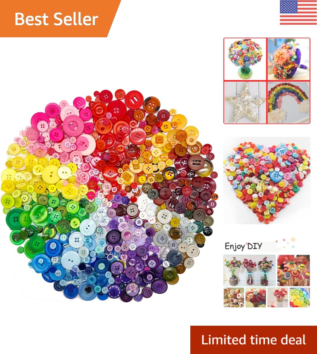 Colorful Mixed Resin Buttons – 500-700 PCS for DIY Crafts & Children’s Projects