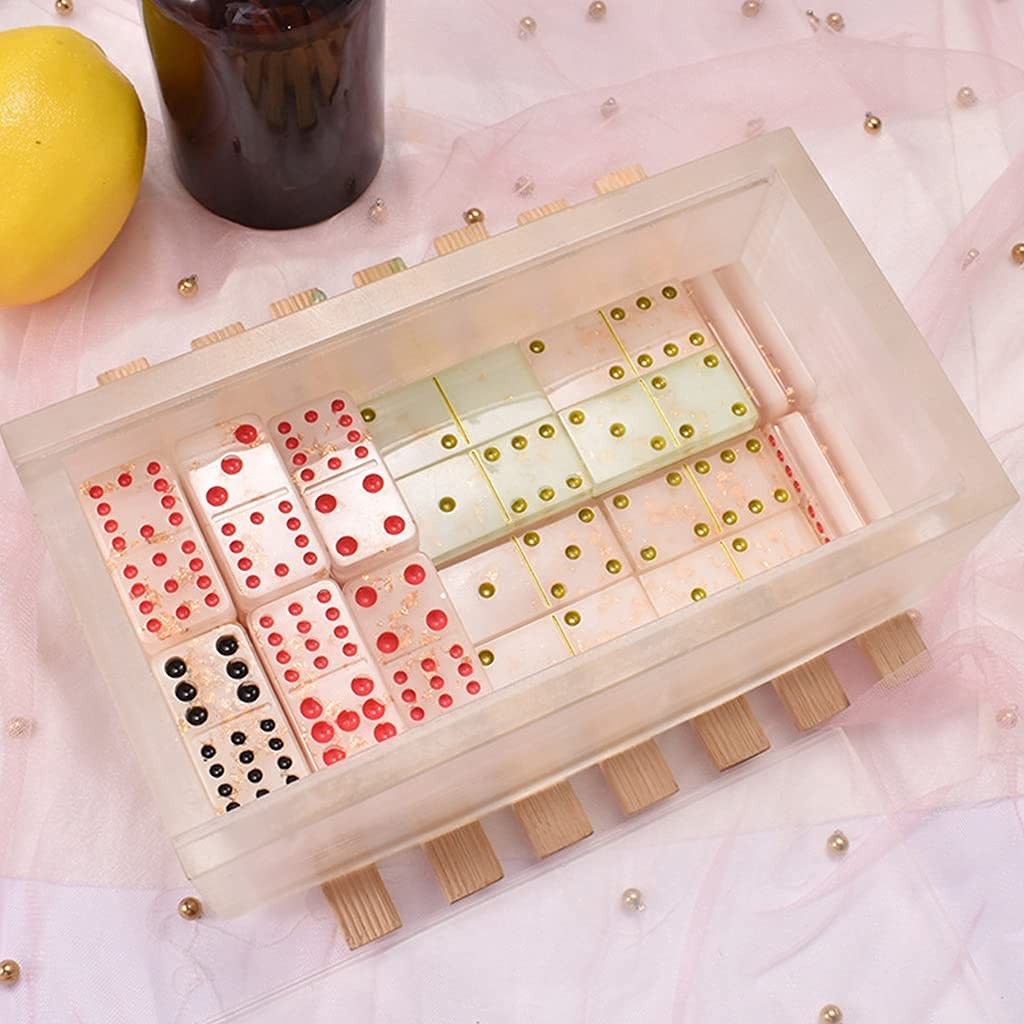 Yeahii Dominoes Box with Lid Epoxy Resin Mold Chess Tissues Napkin Storage Ca…