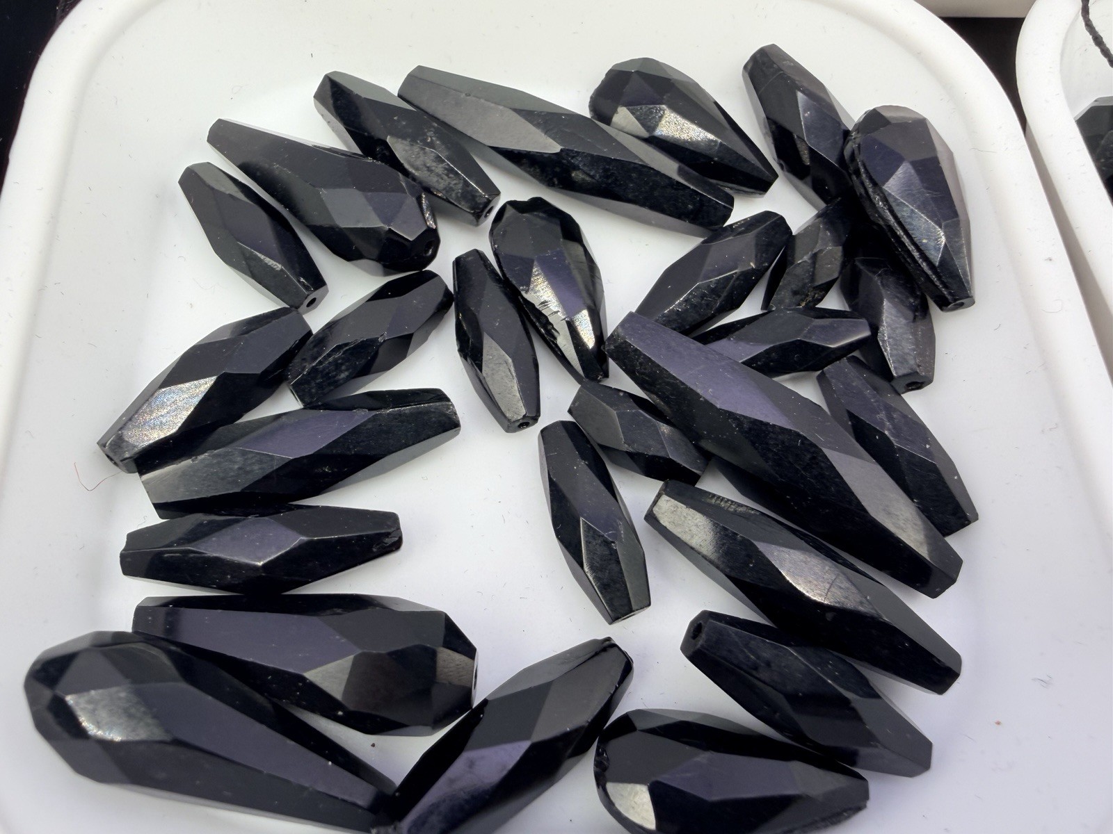 1.1 Lbs Vintage Salvage Glass Beads Rough Cut Black Clear AB Jewelry Making Lot