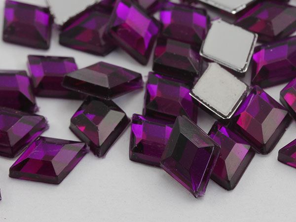 10x7mm Purple Amethyst .NAT02 Flat Back Diamond Acrylic Gems -100 Pieces