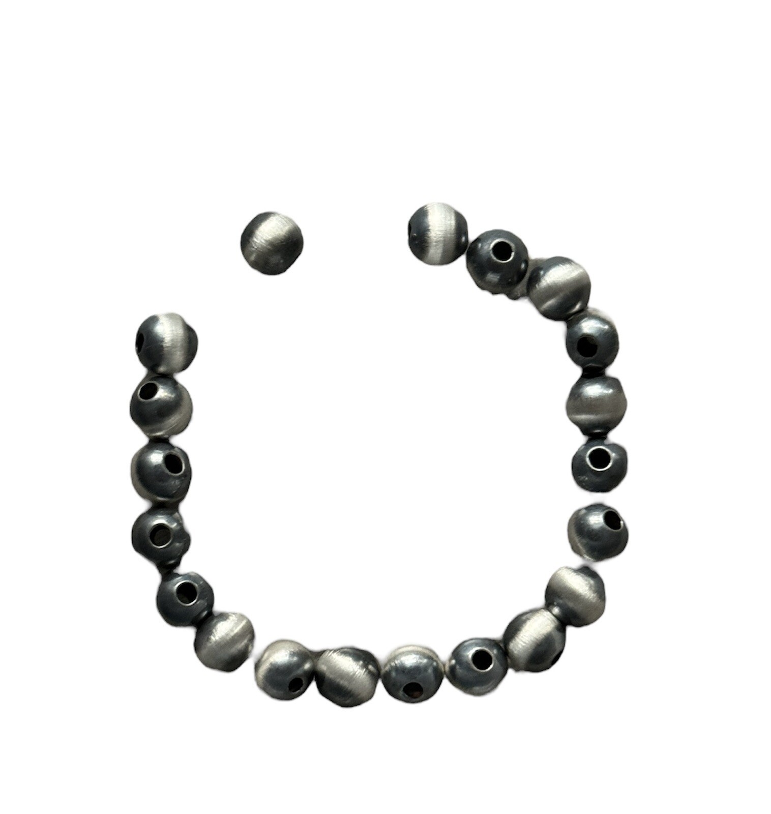 925 Sterling Silver “Navajo Style” 6mm Pearl Seamless Loose Beads Lot of 20 Bead