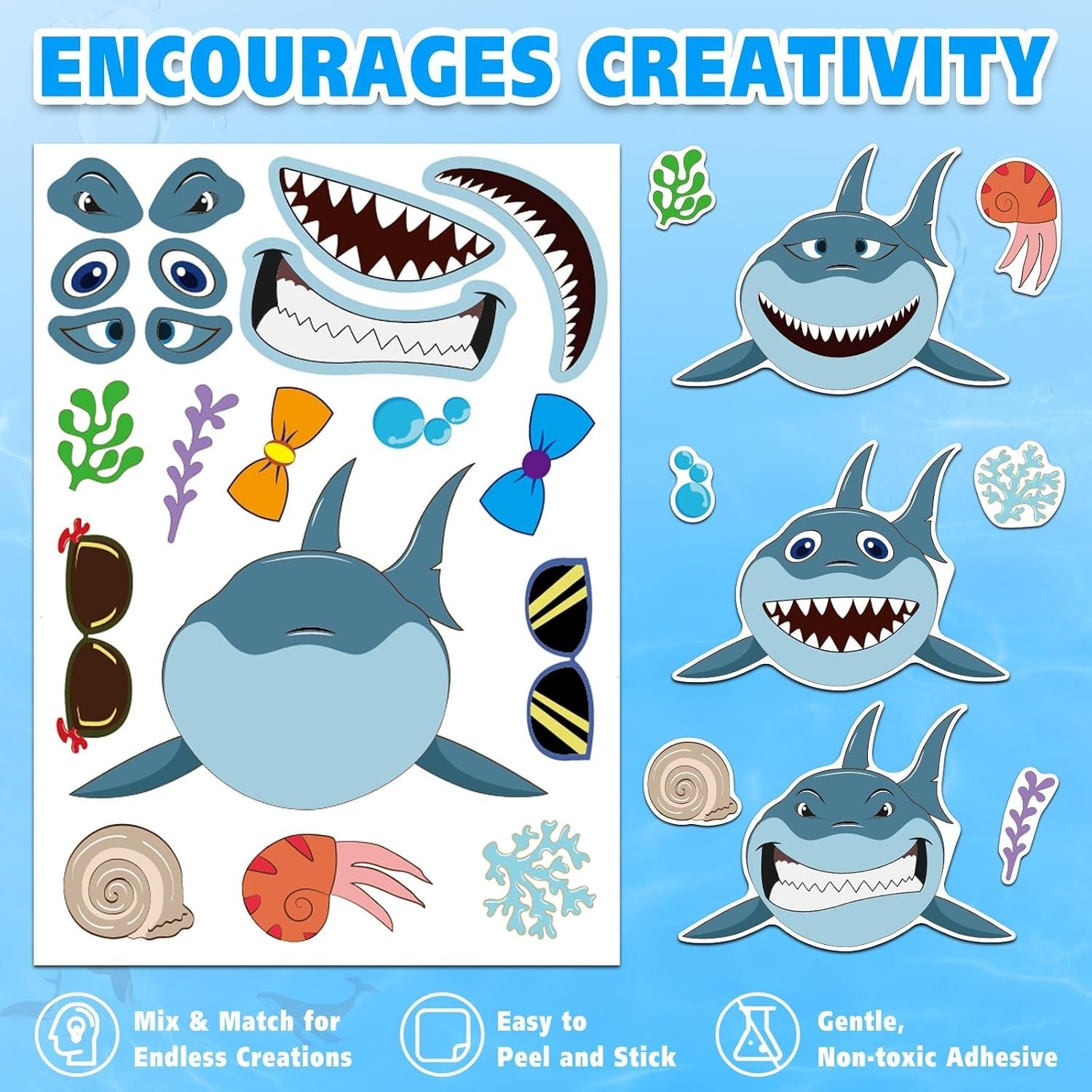Vibrant 42 Pcs Ocean Animals Stickers – Mix & Match for Endless Creativity!