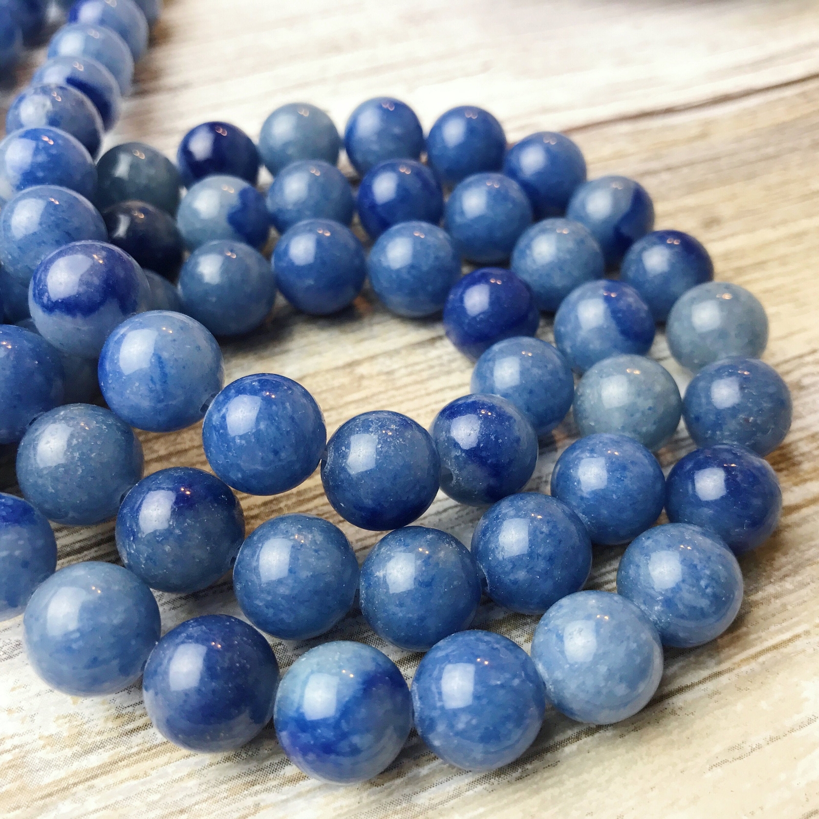 Blue Aventurine Smooth Round Beads 4mm 6mm 8mm 10mm 15.5″ Strand