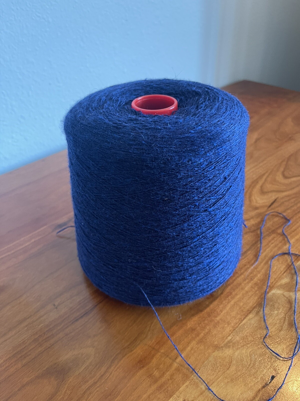 New Italian 100% Cashmere yarn on cone, medium navy blue, 2 lb, 2.9 ounces, mint