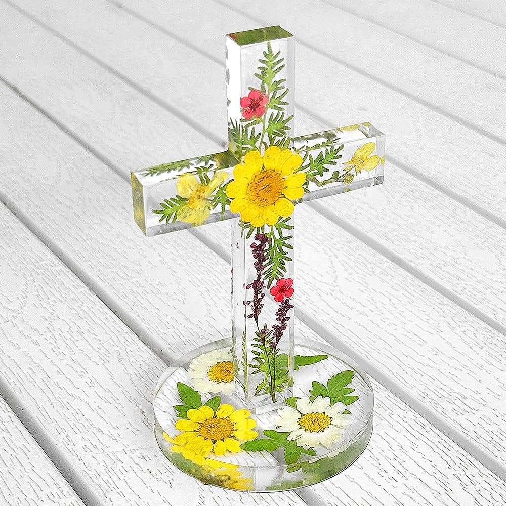 RESINWORLD 5” Standing Cross Silicone Mold with Base, Crucifix White