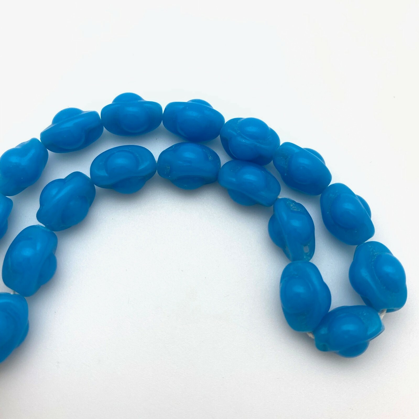 Vintage Blue “Cherry Brand” Oval Japanese Glass Beads (9x13mm) (BJG29)
