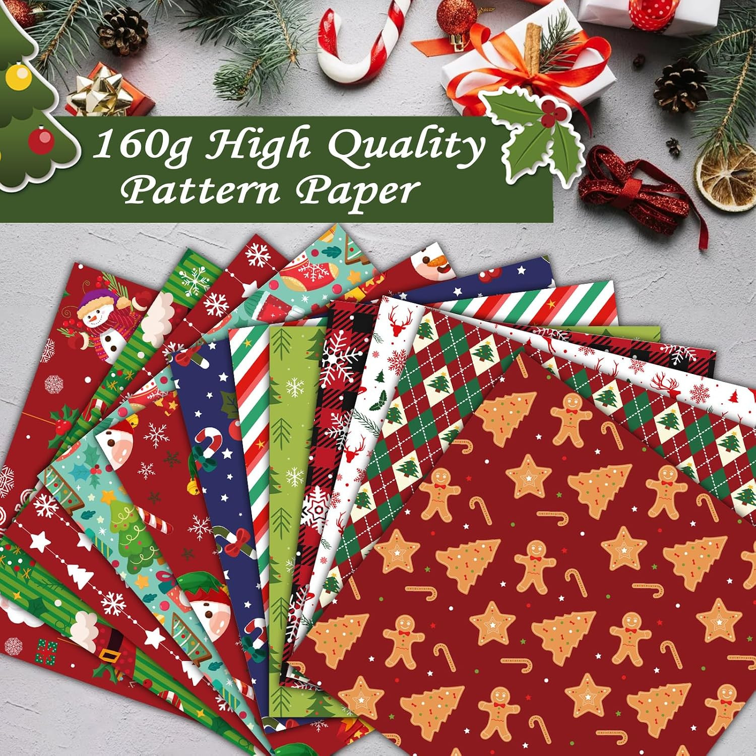 24 Sheets Christmas Scrapbook Paper 12X12 Double Sided Pattern Paper