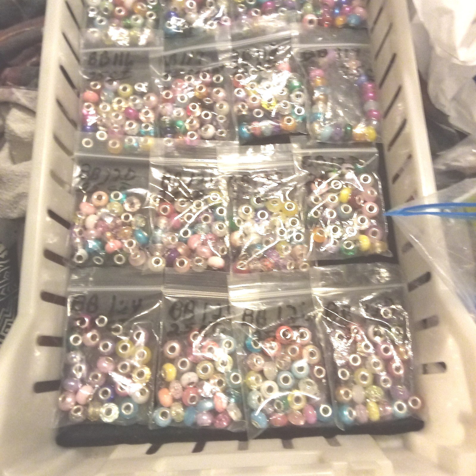 Large Hole European Beads Multi-Colors Silver lined. Item # A112 (25 count)