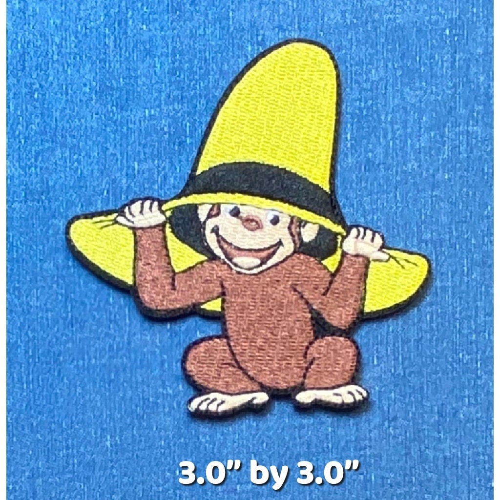 Curious George Embroidered Iron on Patch, Monkey in Yellow Hat, 3″ X 3″