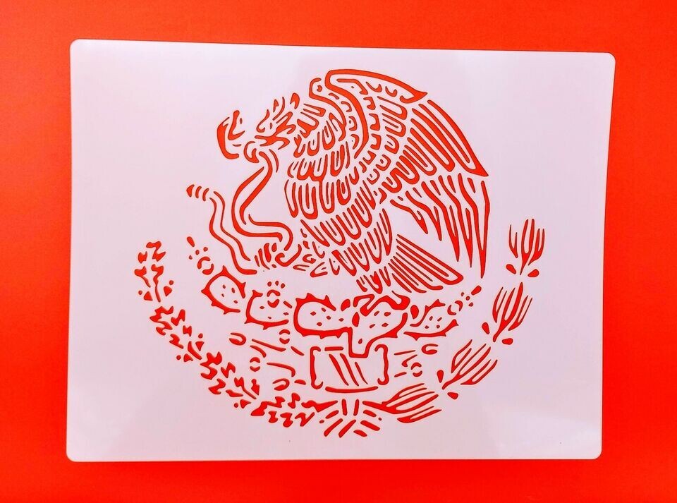 Stencil Mexico Mexican Flag Emblem Eagle 8.5″ x 11″ Reusable Flexible Plastic
