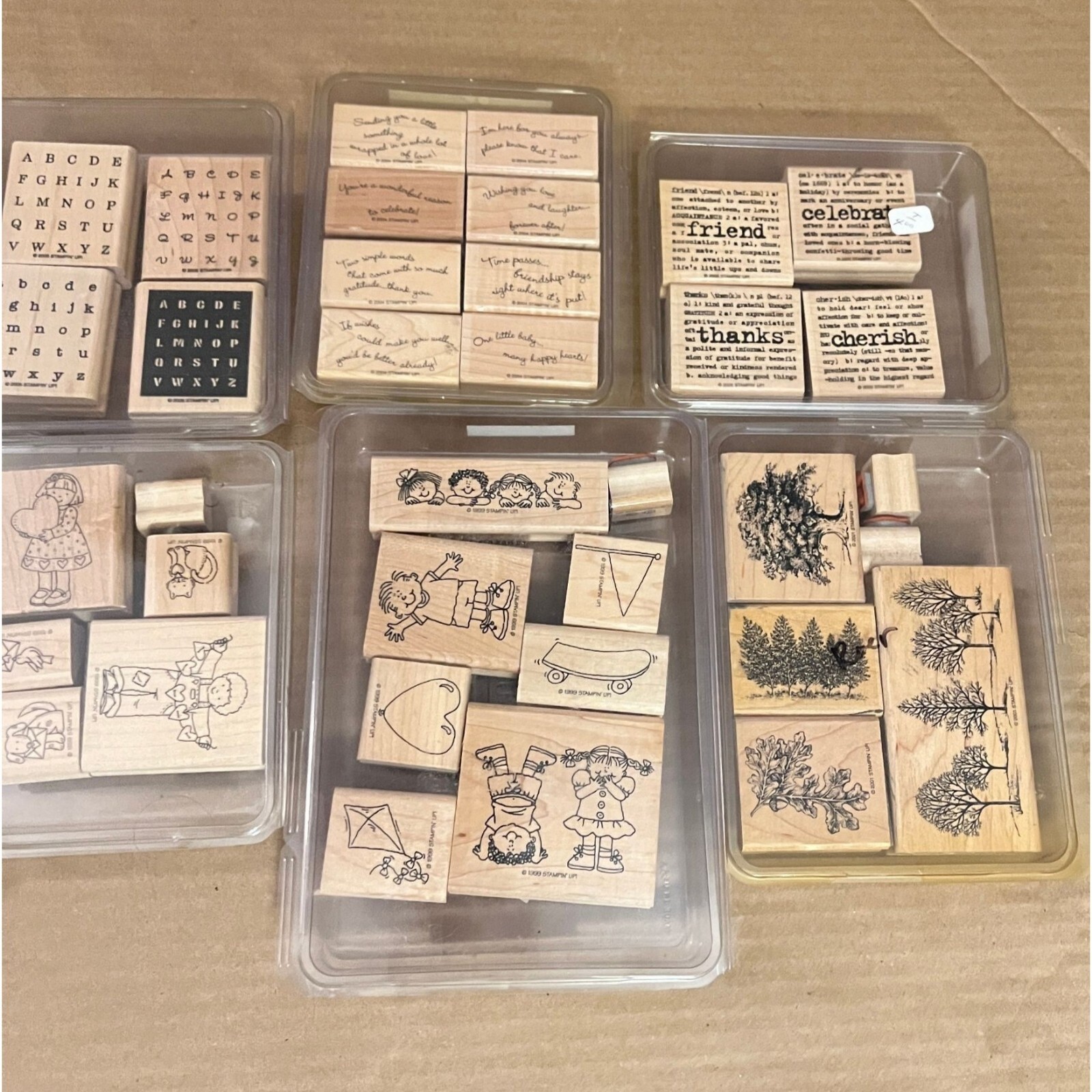 Stampin Up Lot 40+ 8 sets Rubber Wood Stamps Varies Designs Crafts Kids Phrases