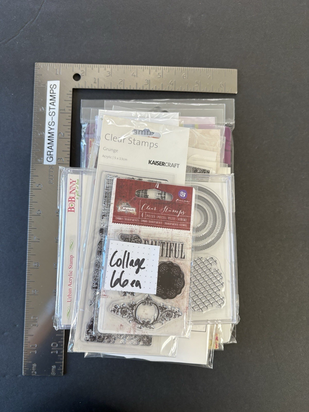 Collage Mixed Media Huge LOT of 66 Cling Clear Unmounted Stamps Altered