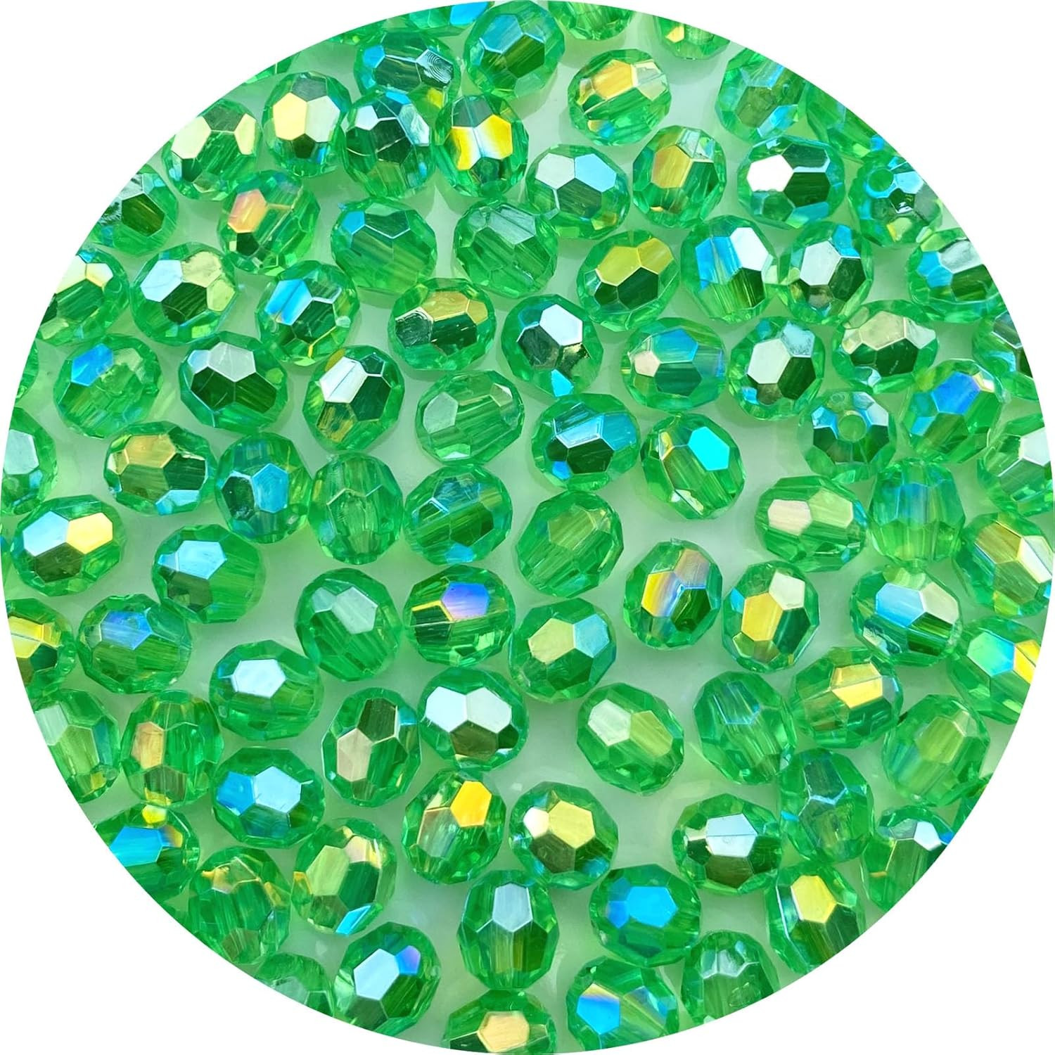 400 Pieces 8Mm Glossy Acrylic Faceted Beads AB Color Crystal round Plastic Space