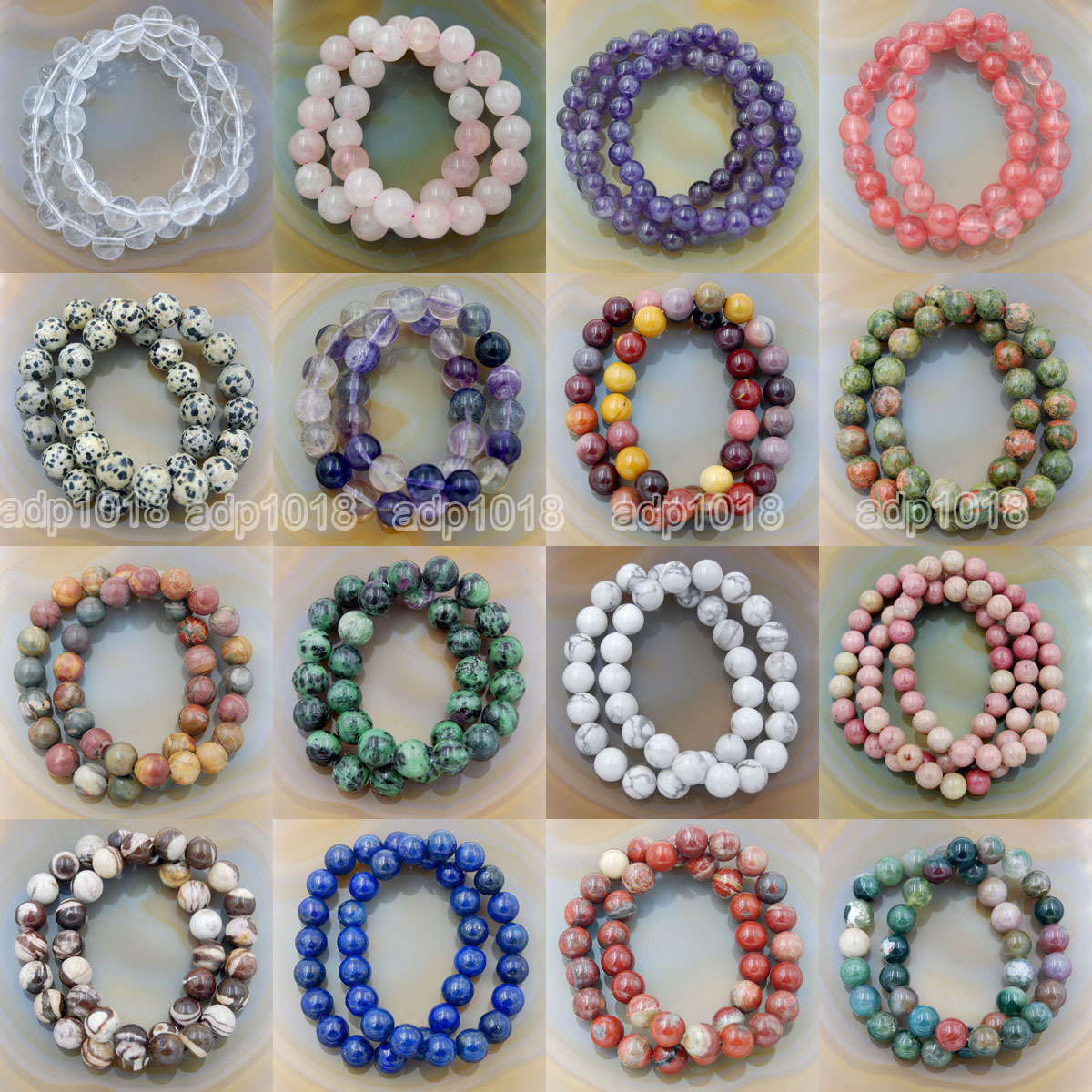 Wholesale Natural Gemstone Beads Stretch Bracelet Healing Reiki 4,6,8,10,12mm