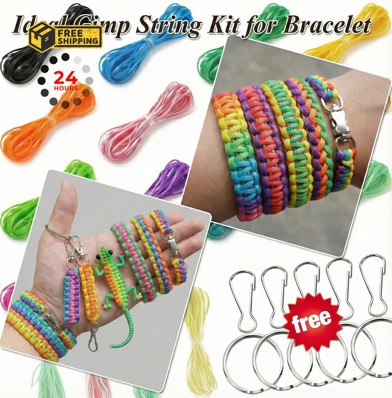 HANSPORTA Plastic Lacing Cord, 20 Colors Gimp Scoubidou String Kit 20colors