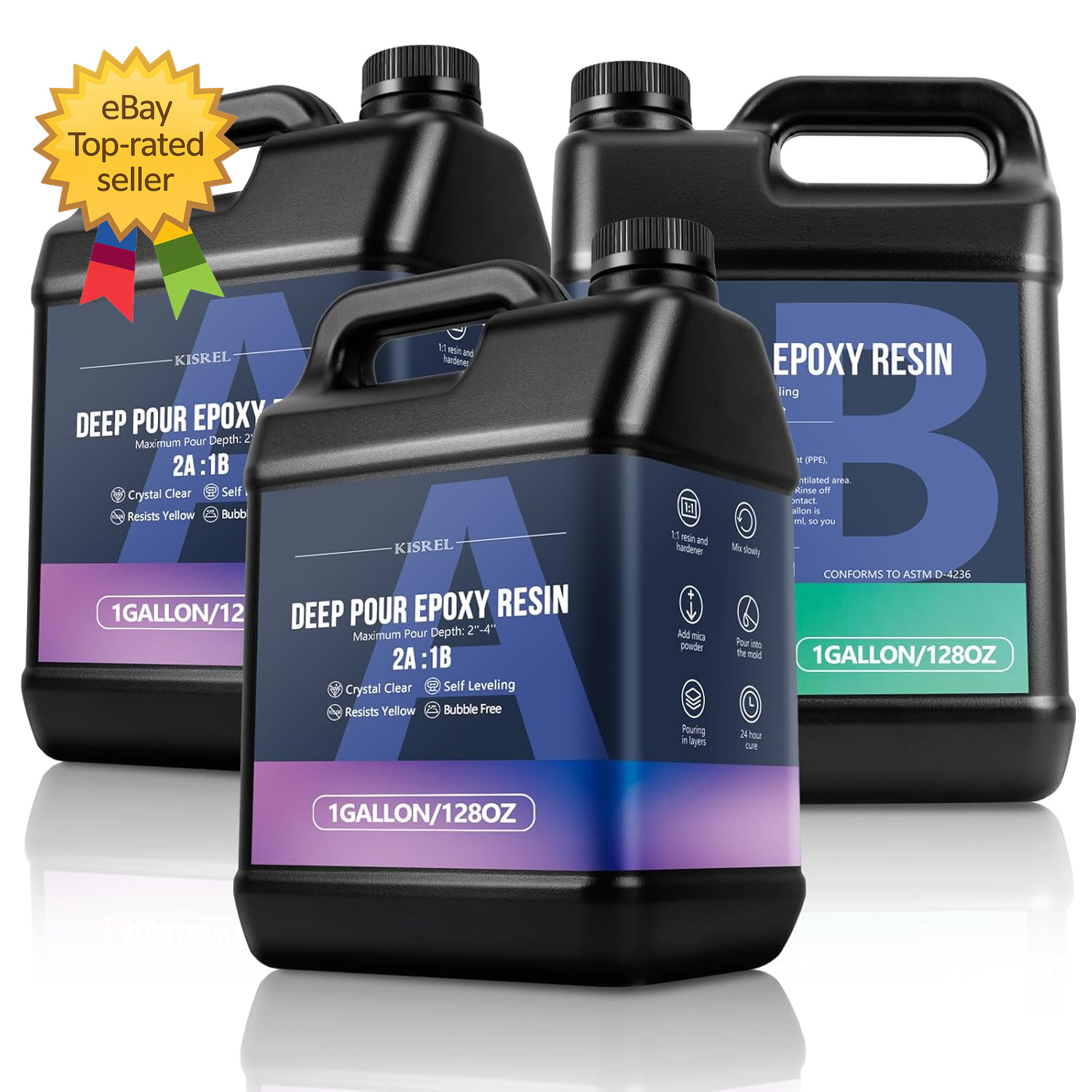 Deep Pour Epoxy Resin 3Gallon Resin Epoxy Kit (2:1) for 2-4 Inch Pour