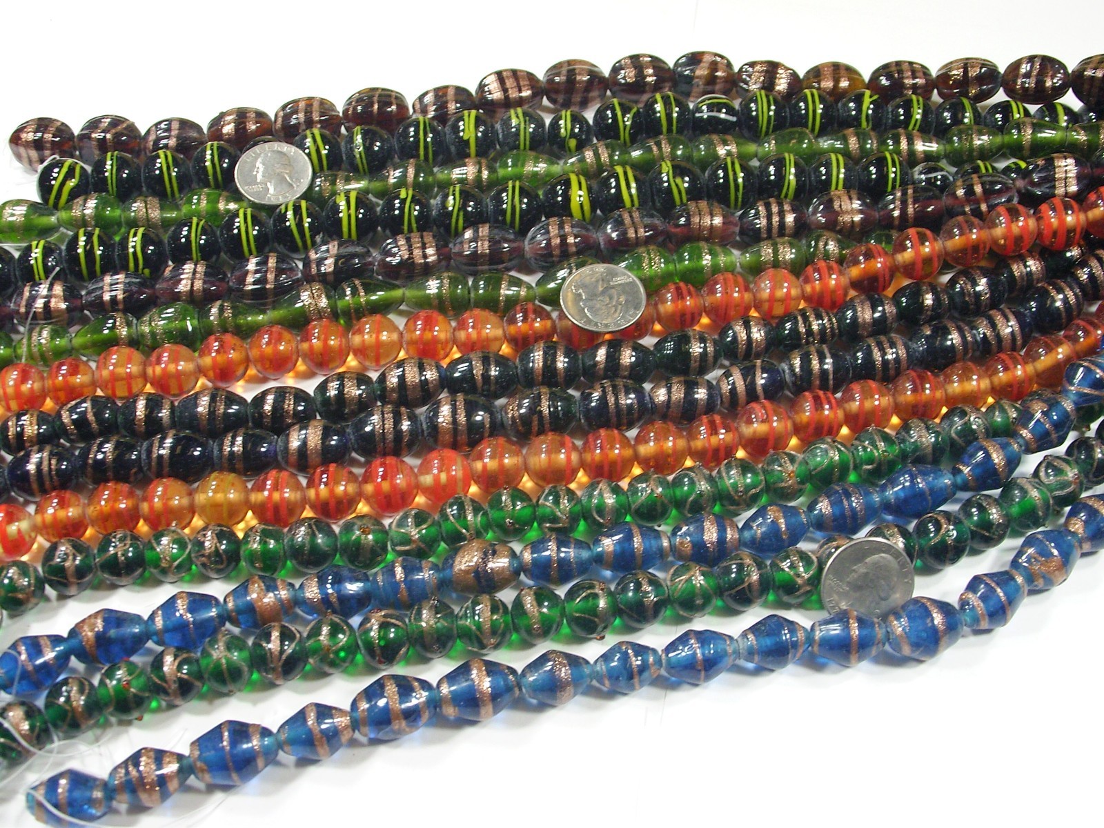 14 Strands (15″) Assorted Closeout India Handmade Glass Beads Lot (MQD-3)⭐