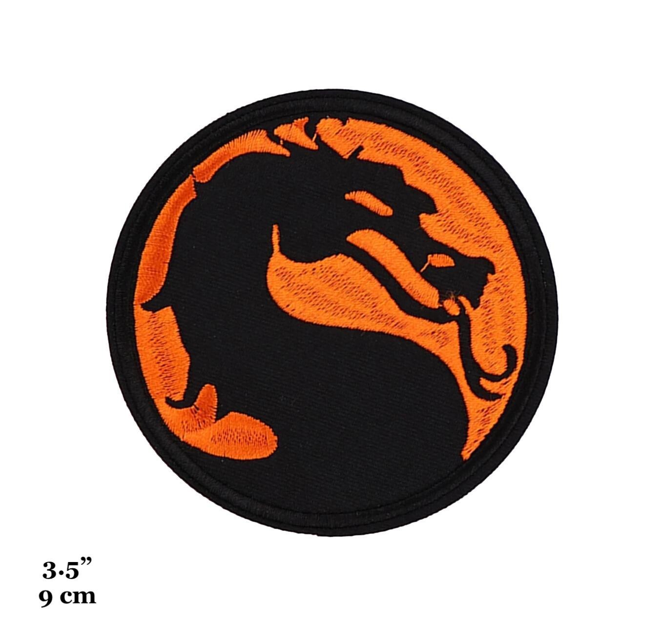 Mortal Kombat Game Movie Dragon Orange Black Logo Embroidered Iron On Patch